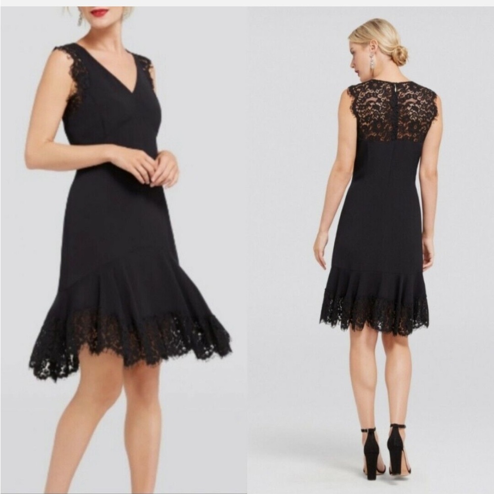 EUC Draper James Sarah Lace Dress Size 4 Solid Black Floral Tulip Sleeve…
